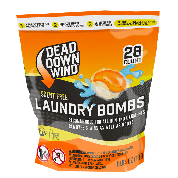 Dead Down Wind Laundry Bombs (Pods) - 28ct - Unscented Detergent for Hunting - 19.04 total oz.