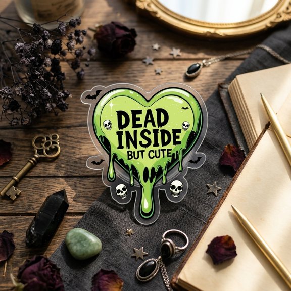Dead Inside But Cute Phone Grip, Gothic Heart Slime Grip Stand for iPhone & Android, Spooky Kawaii Horror Phone Holder