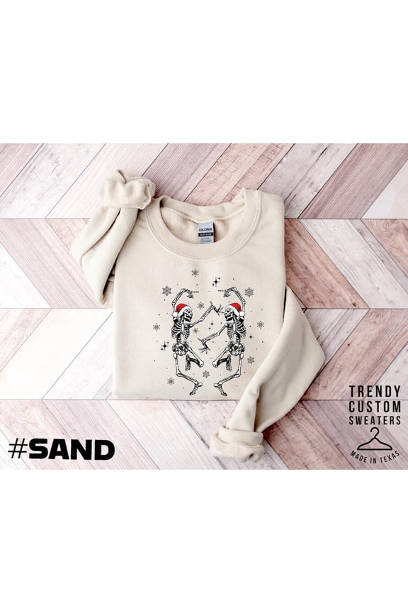 Dead Inside But Its Christmas Sweatshirt, Funny Christmas Skeletons, Christmas Shirt, Cozy Winter Sweater, Dancing Skeletons Christmas Shirt All Size S-5Xl