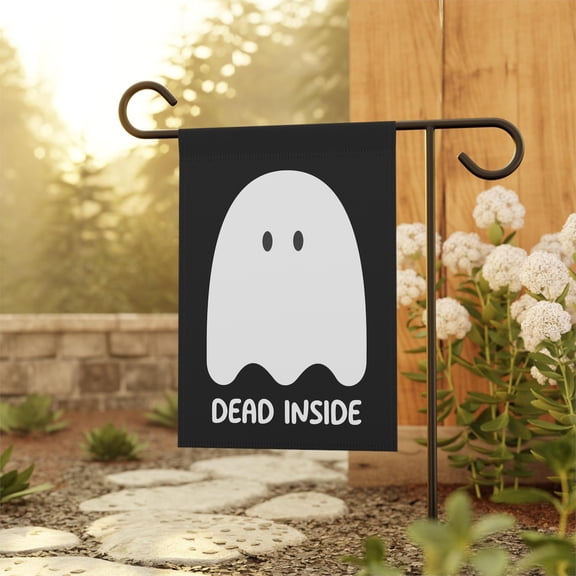 Dead Inside Garden Flag, Ghost Garden Flag, Fall Garden Flags, Funny Halloween Garden Flag, Spooky Season Yard Flag, Goth Garden Flags