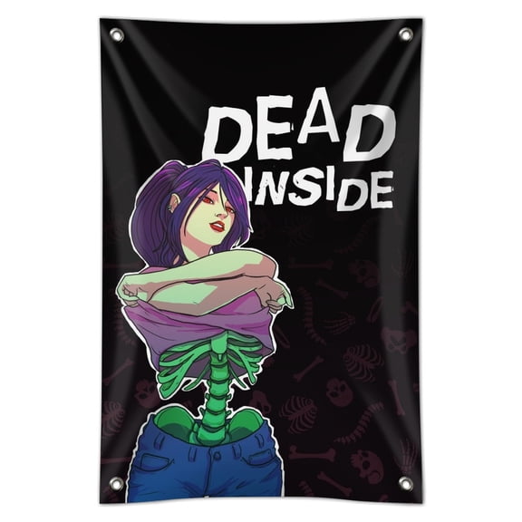 Dead Inside Girl with Exposed Skeleton Bones Home Business Office Sign