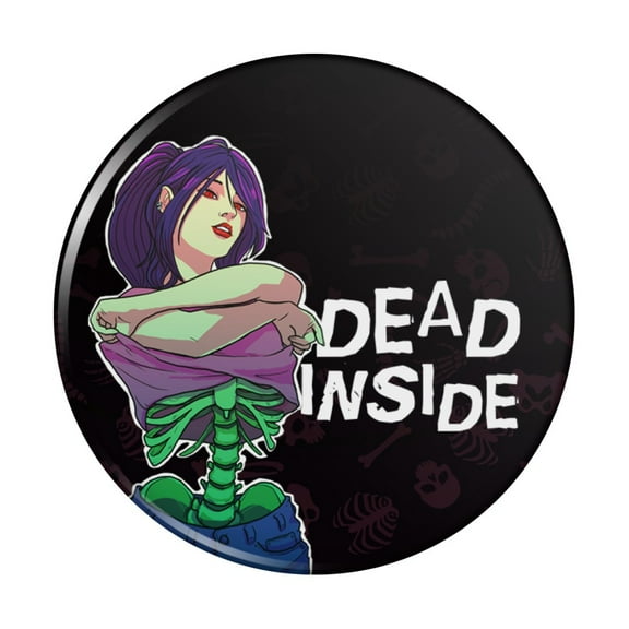 Dead Inside Girl with Exposed Skeleton Bones Kitchen Refrigerator Locker Button Magnet