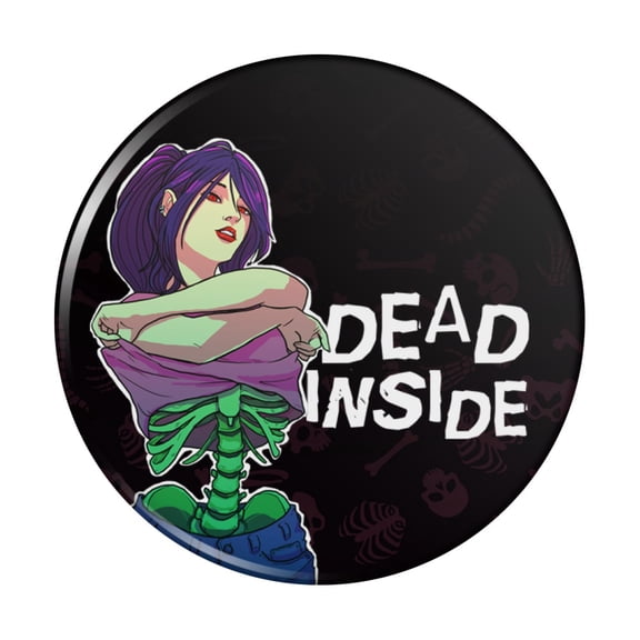 Dead Inside Girl with Exposed Skeleton Bones Kitchen Refrigerator Locker Button Magnet