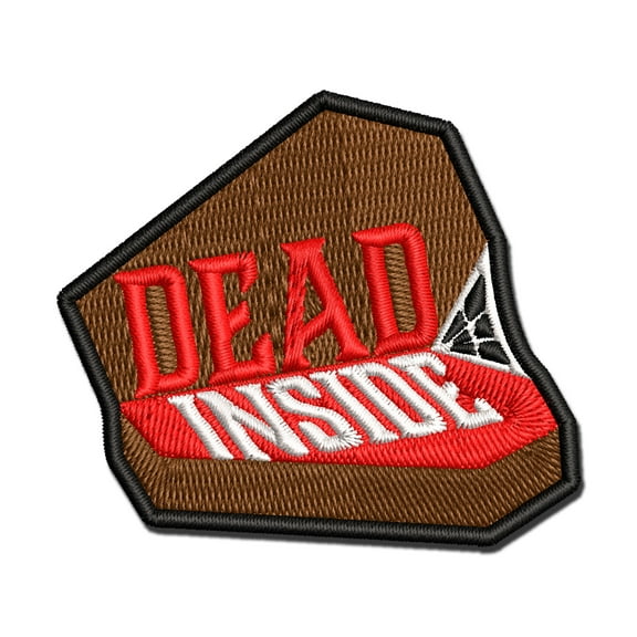 Dead Inside Goth Coffin Morbid Applique Multi-Color Embroidered Iron-On Patch - 3.5 Inch Large