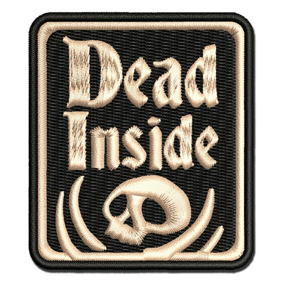 Dead Inside Goth Skeleton Macabre Applique Multi-Color Embroidered Hook & Loop Patch - 2.0 Inch Mini