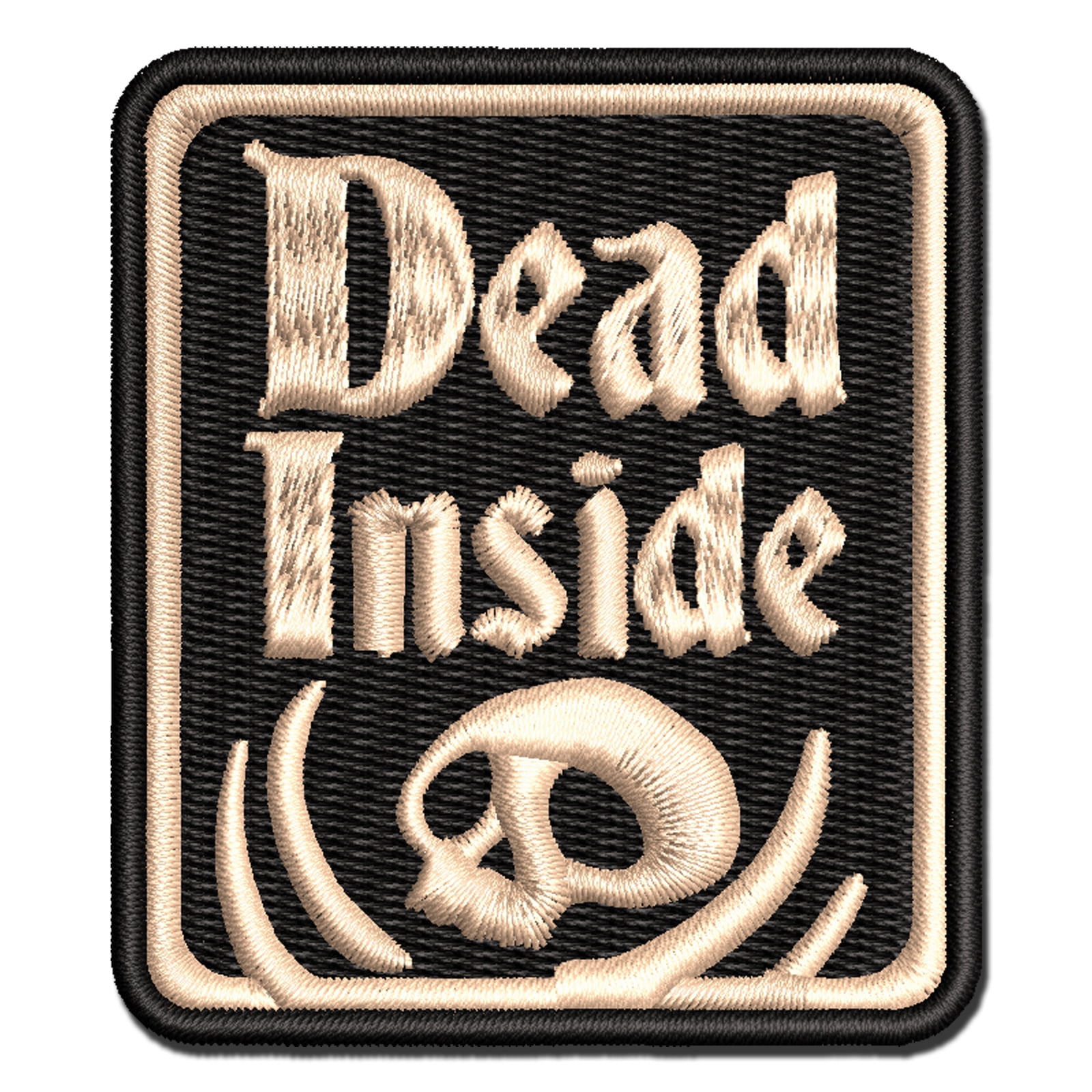 Dead Inside Goth Skeleton Macabre Applique Multi-Color Embroidered Hook & Loop Patch - 3.5 Inch Large