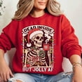 thumbnail image 1 of Dead Inside Skeleton Christmas Sweatshirt, Coffee Lover Christmas Sweater, Dead Inside But Jolly AF Shirt, Skeleton Christmas Lights Shirt ,Red Color,Size M, 1 of 5