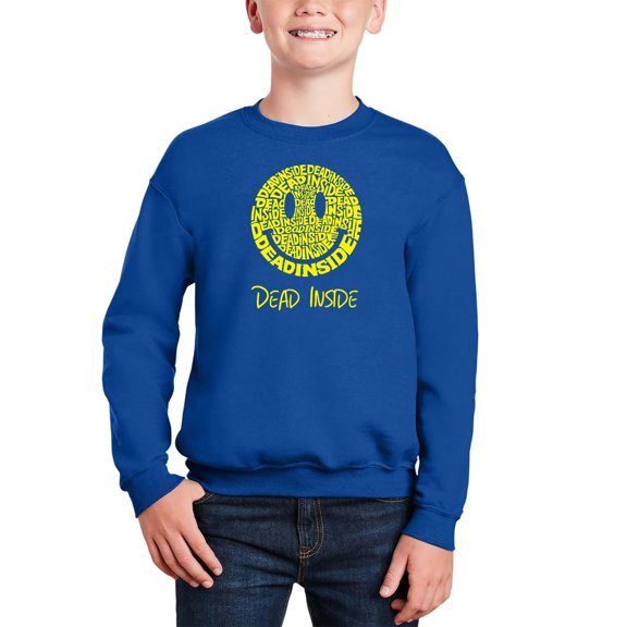 Dead Inside Smile - Boy's Word Art Crewneck Sweatshirt