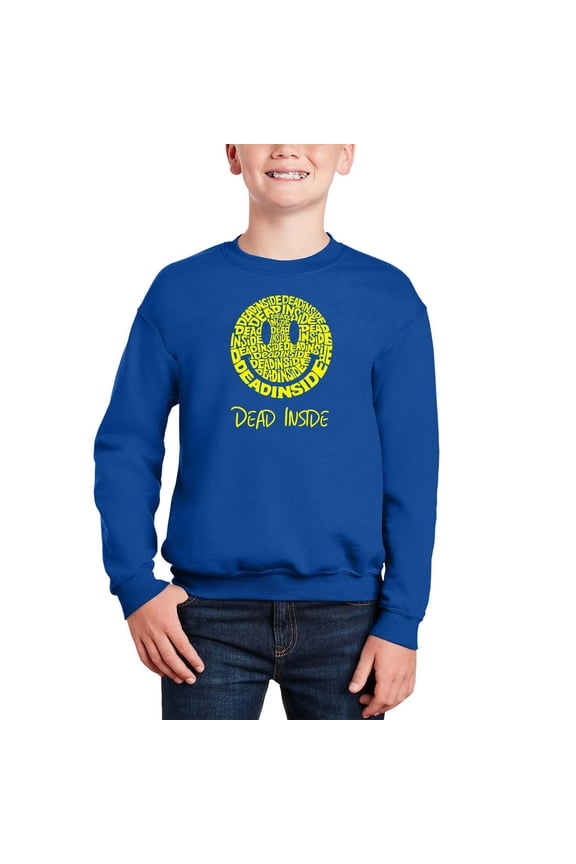 Dead Inside Smile - Boy's Word Art Crewneck Sweatshirt