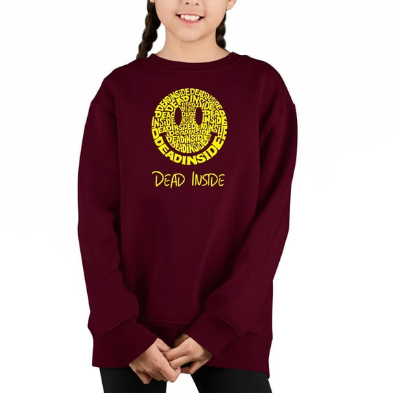 Dead Inside Smile - Girl's Word Art Crewneck Sweatshirt