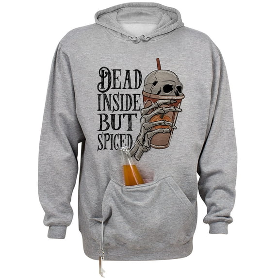 Dead Inside but Spiced Beer Holder Tailgate Hoodie Sweatshirt Unisex Large Oxford