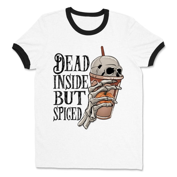 Dead Inside but Spiced Ringer Tee Shirt Unisex 2X-Large White/Black