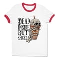 thumbnail image 1 of Dead Inside but Spiced Ringer Tee Shirt Unisex Large White/Red, 1 of 5
