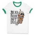 thumbnail image 1 of Dead Inside but Spiced Ringer Tee Shirt Unisex Medium White/Kelly Green, 1 of 5