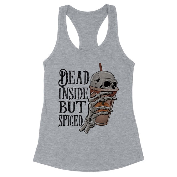 Dead Inside but Spiced Tank Top Fitted Racerback Women's Medium Heather Grey