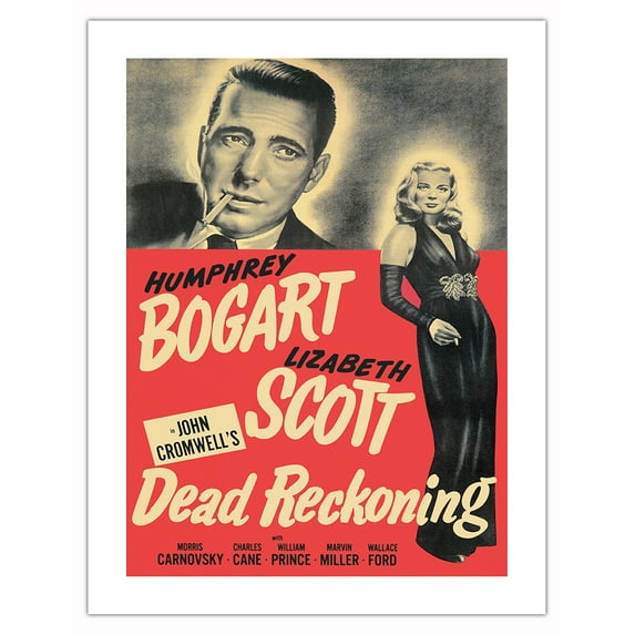 Dead Reckoning - Starring Humprey Bogart Lizabeth Scott - Vintage Film Noir Movie Poster c.1947 - Bamboo Fine Art 290gsm Paper (Unframed) 17x22in