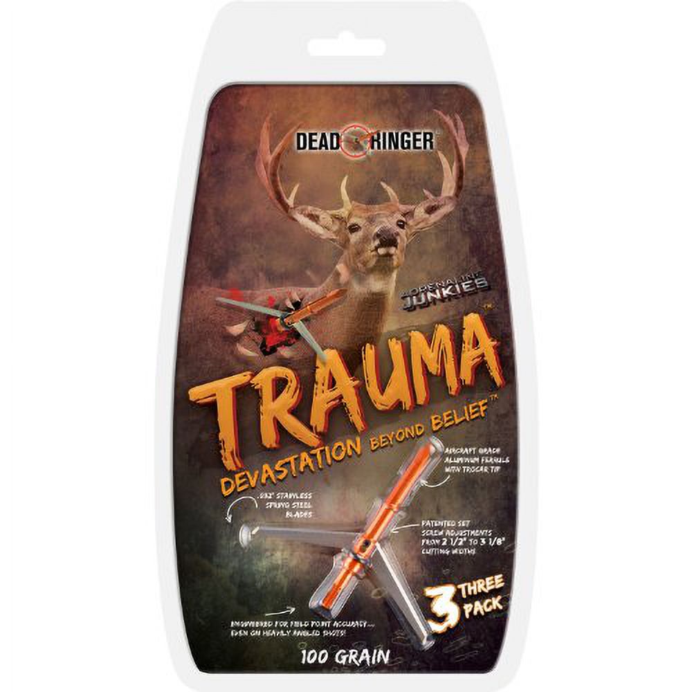 Dead Ringer Trauma 100 Grain 2Blade for Broadheads (3Pack), 2Inch