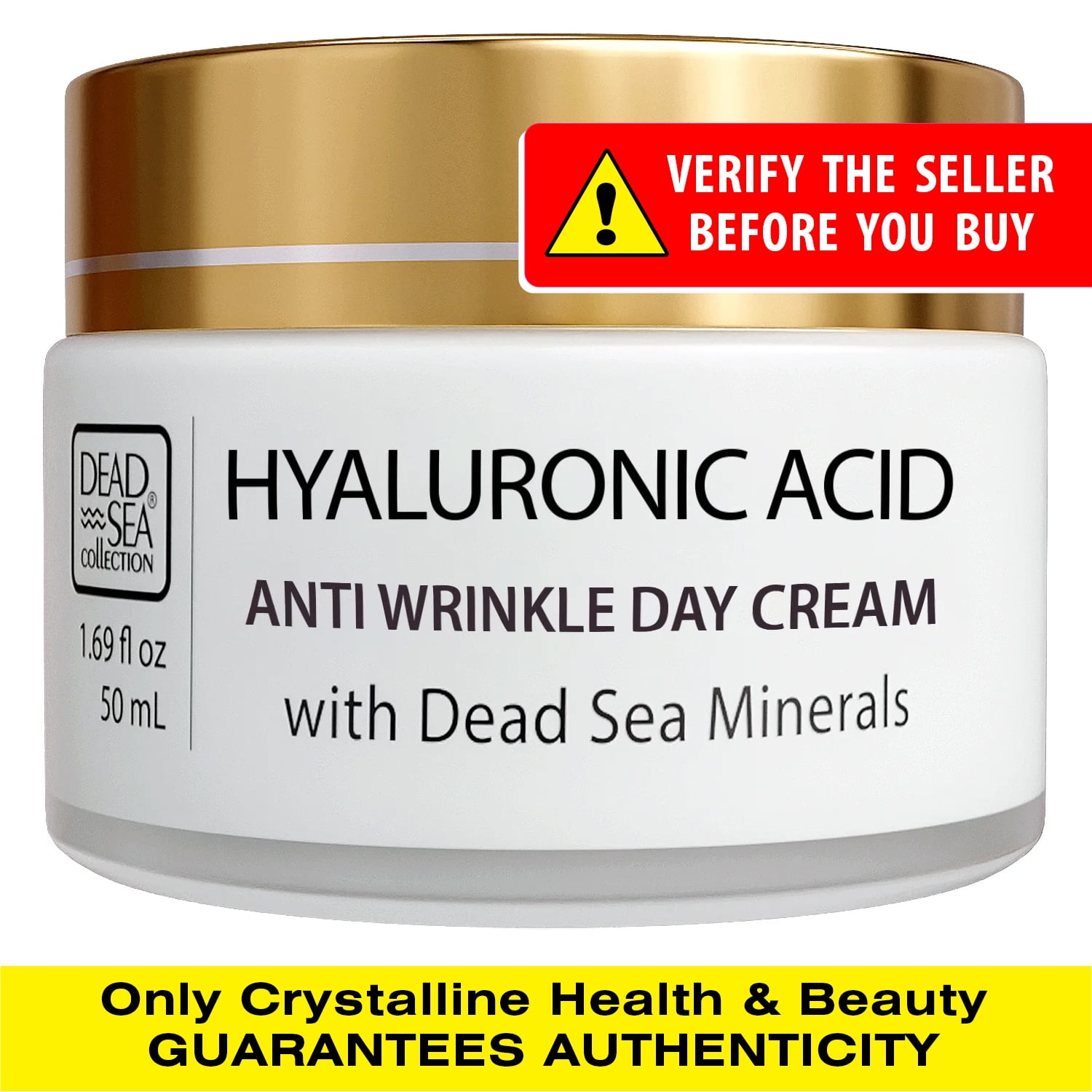 Dead Sea Collection Anti-Wrinkle Day Cream for Face with Hyaluronic Acid (1.69 fl. oz),Female