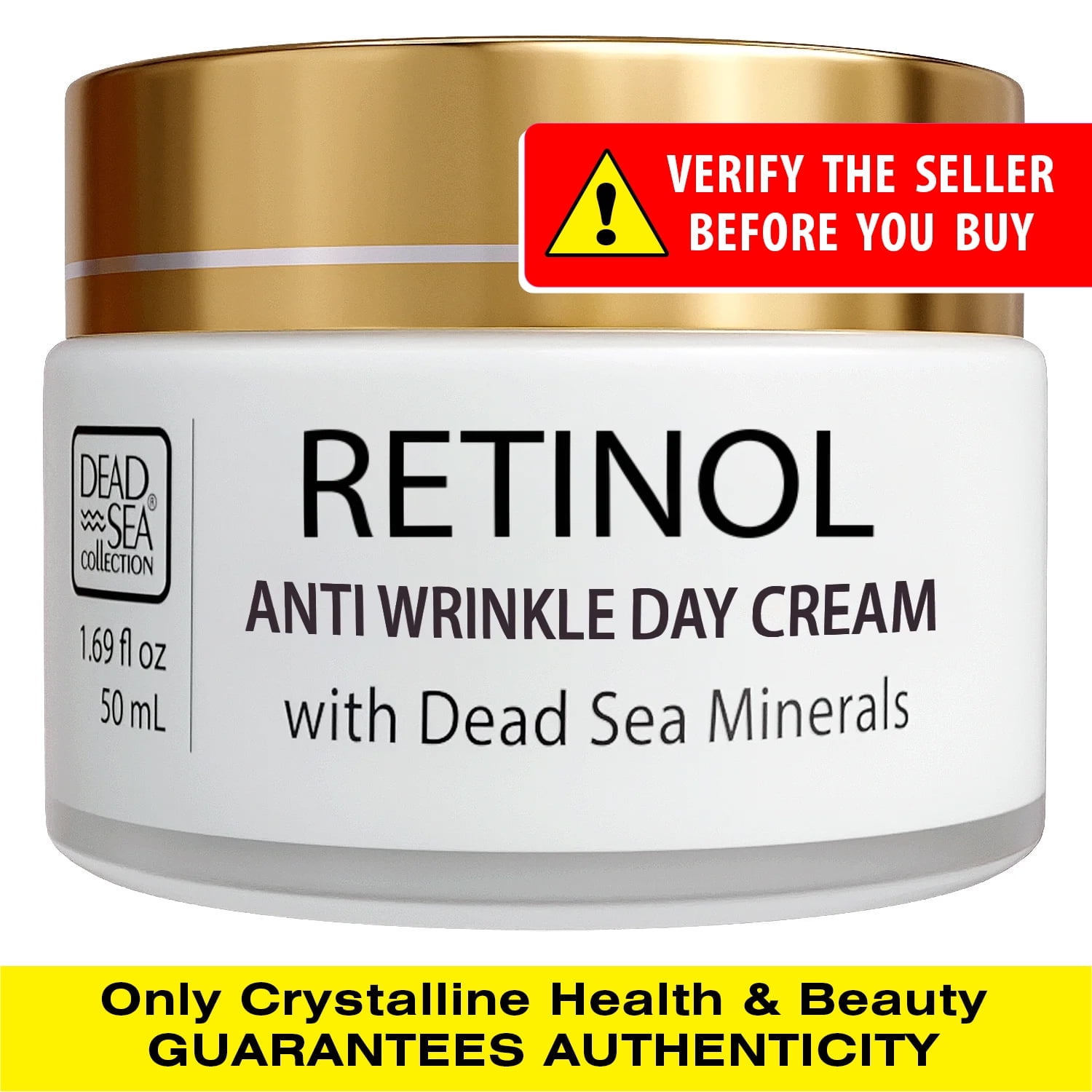 Dead Sea Collection Retinol Anti Wrinkle Day Cream, 1.69 fl oz (50ml) with Natural Dead Sea Minerals