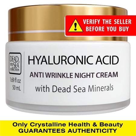 Dead Sea Collection Hyaluronic Acid Night Cream, Face Moisturizer, All Skin Types, 1.69 oz