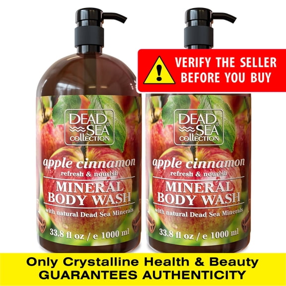 Dead Sea Collection Apple Cinnamon Lime Body Wash for Women and Men - with Natural Sea Minerals - Cleanses and Moisturizes Skin - Pack of 2 (67.6 fl. oz)