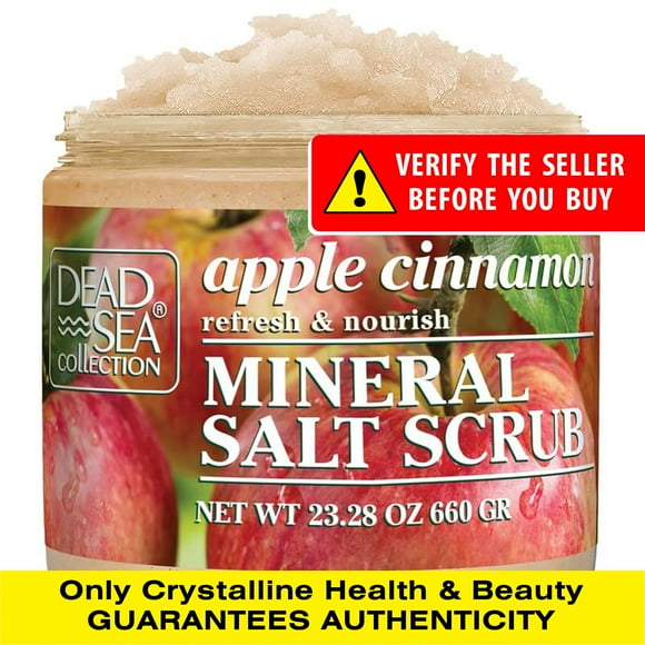 Dead Sea Collection Apple Cinnamon Salt Body Scrub - Large 23.28 OZ - with Organic Oils and Natural Dead Sea Minerals