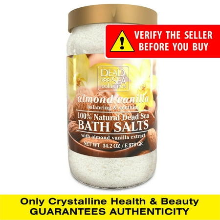 Dead Sea Collection Bath Salts Enriched with Almond & Vanilla - Natural Salt for Bath - Large 34.2 OZ. - Nourishing Essential Body Care for Soothing and Relaxing Your Skin and Muscle