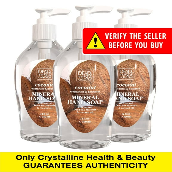 Dead Sea Collection Coconut Hand Soap - Liquid Hand Soap for All Skin Types - Pack of 3 (12 Fl. Oz. Each)