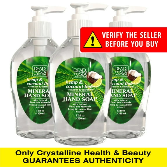 Dead Sea Collection Hand Soap Foaming Large Bottle with Pump Hemp & Coconut Lime Pack 3, 36 fl oz