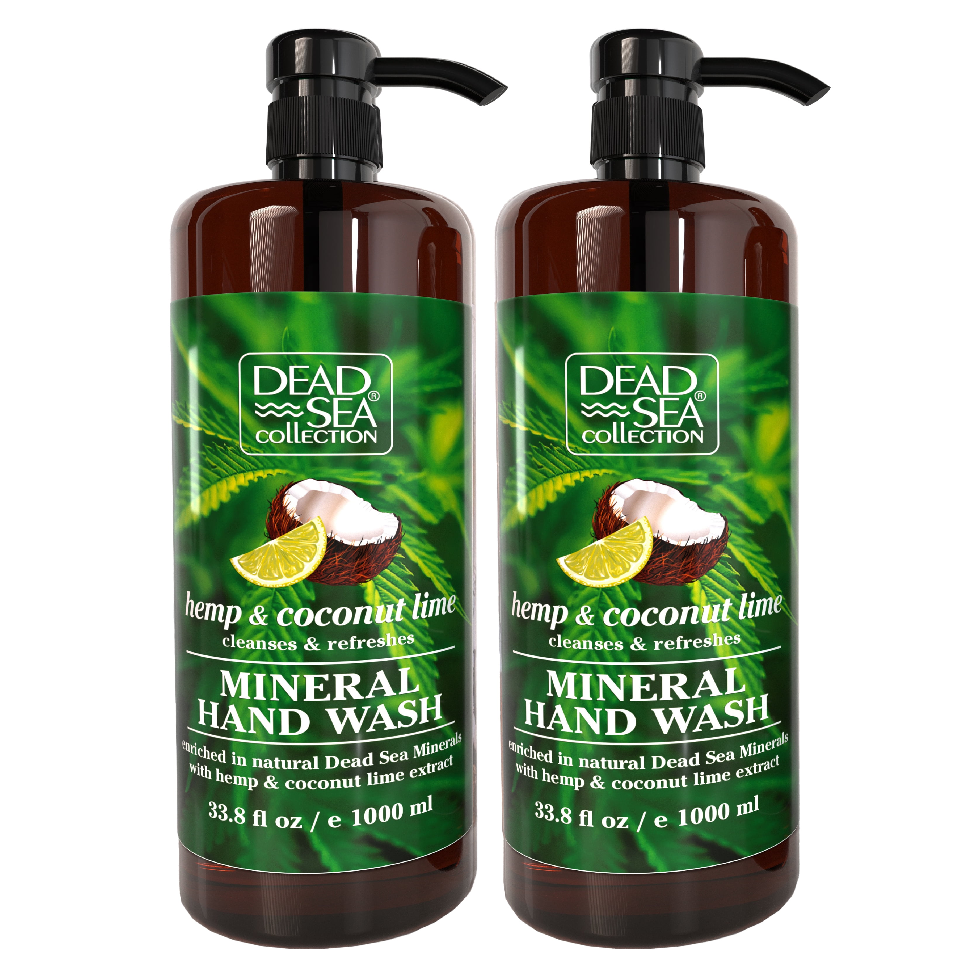 Dead Sea Collection Hemp Coconut Lime Liquid Hand Soap Moisturizing Gel Hand Soap Pack 2, 33.8 fl oz