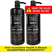 Dead Sea Collection Mens 3-in-1 Body Wash, Shampoo & Face Wash   Sandalwood, Dead Sea Minerals, Pack of 2, 33.8 fl oz Each
