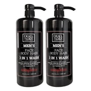 Dead Sea Collection Mens 3-in-1 Body Wash, Shampoo & Face Wash   Sandalwood, Dead Sea Minerals, Pack of 2, 33.8 fl oz Each
