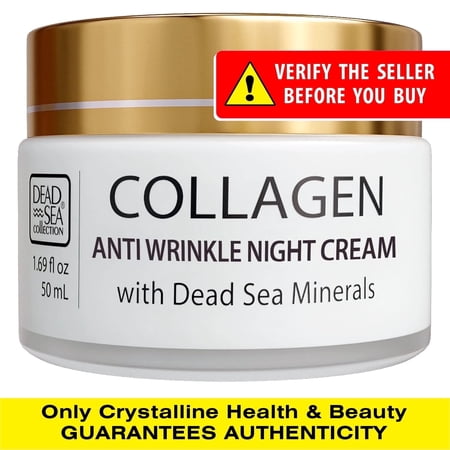 Dead Sea Collection Collagen Night Cream, Facial Moisturizer for All Skin Types, 1.69 oz