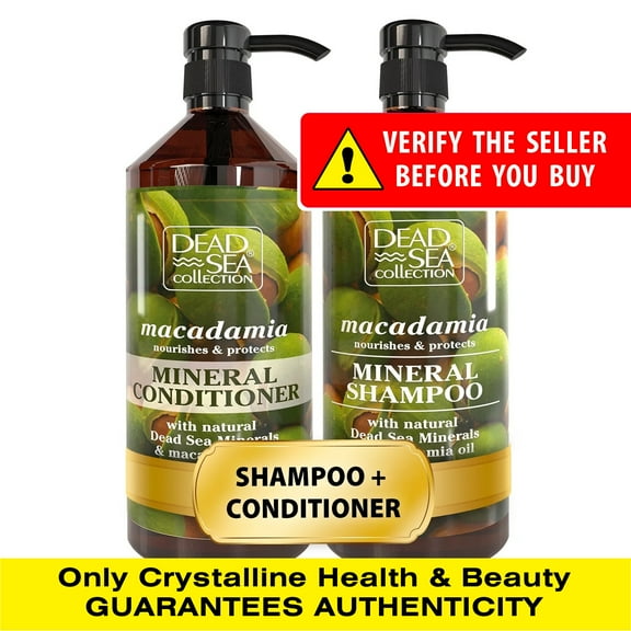 Dead Sea Collection Shampoo & Conditioner Set for Unisex Macadamia Oil All Hair Pack of 2, 67.6 fl oz
