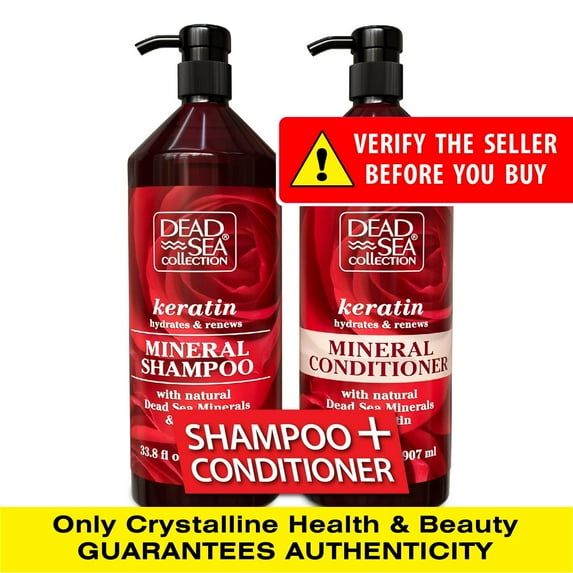 Dead Sea Collection Shampoo & Conditioner Set with Keratin, Pack of 2, 33.8 & 30.6 oz