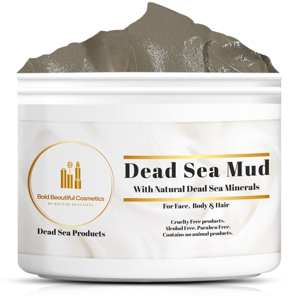 Bold Beautiful Cosmetics Dead Sea Mud Mask | Face Mask Skin Care | Made in Jordan | Deep Pore Cleanser Face | Natural Skincare for Women & Men | 7.05 Ounce