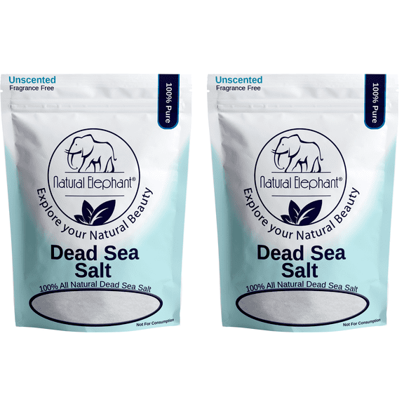 Dead Sea Salt 100% Natural and Pure 1 lb (450 g) by Natural Elephant (Pack of 2)