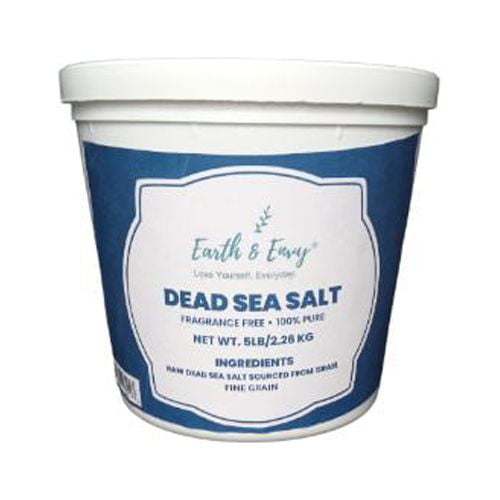 Dead Sea Salt Fine Grain 100% Natural & Pure (5lb/2.26 kg) Resealable Container by Earth & Envy®