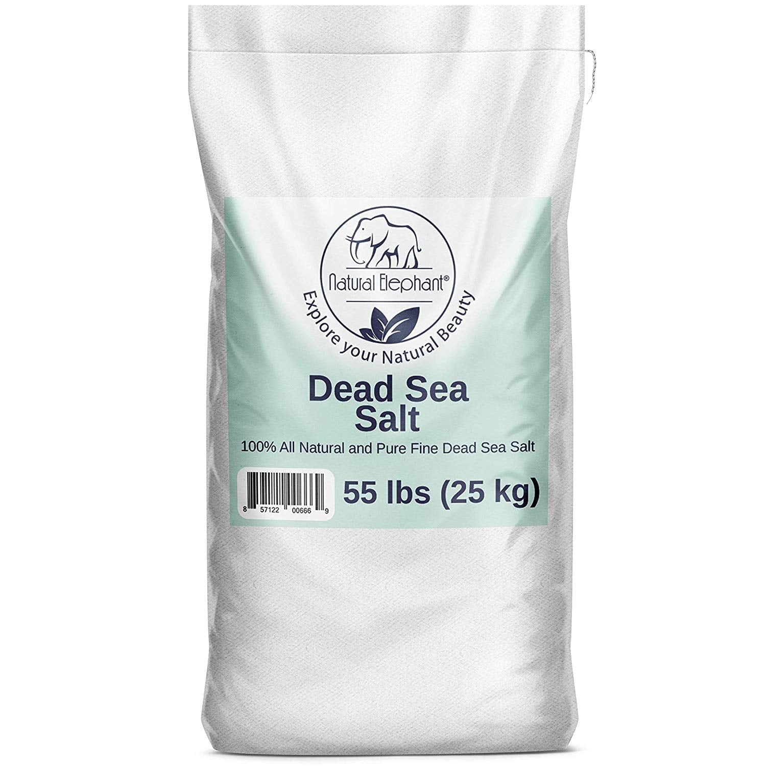 Natural Elephant Dead Sea Bath Salt | 55 Pound (25kg) Bulk Bag | 100% Natural and Pure | Fine Grain | Perfect for Bathing and Soothing Soaks