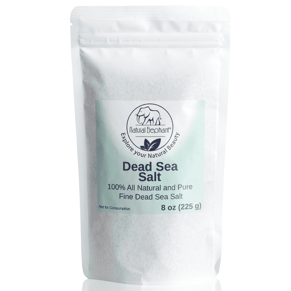 Dead Sea Salt Fine Grain 8 oz (226 g) by Natural Elephant 100% Natural & Pure for Psoriasis Eczema Acne & Other Dermatological Needs
