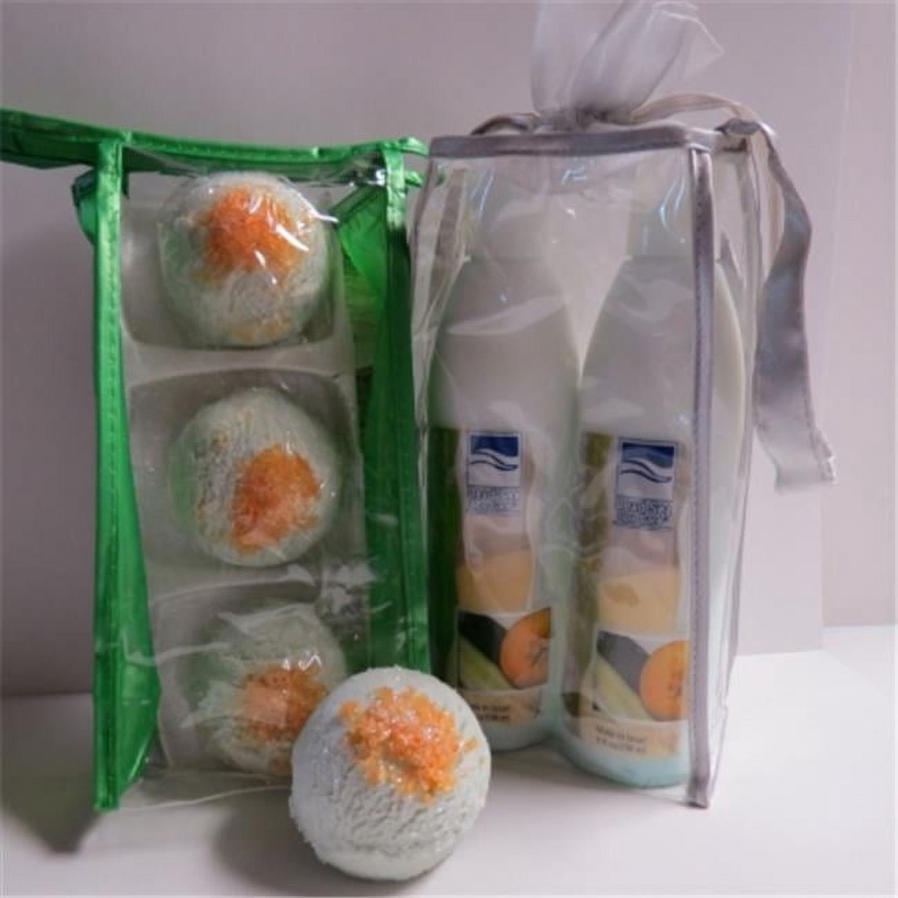 Dead Sea Spa Care DeadSea-BBCMP02 3 Pack Cucumber & Melon Bubble Bath Truffles, 2 Pack 8 oz Cucumber & Melon Hand & Body Massage Lotion