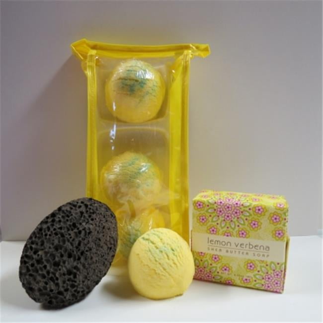 Dead Sea Spa Care DeadSea-BBTLV03 3 Pack Lemmon Verbena Bubble Bath Truffles, 6.35 oz Lemmon Verbena Shea Butter Soap & Pumice Stone
