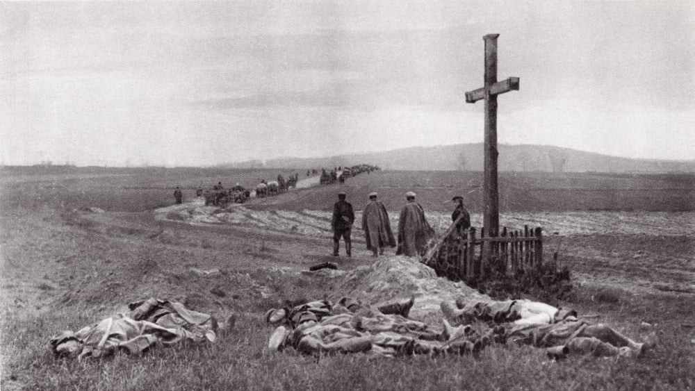 Dead Soldiers On The Battlefield After The Russian Victory At Kielce Poland During World War I From The Illustrated War News 1915 Canvas Art - Ken Welsh Design Pics (19 x 11)