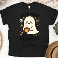 thumbnail image 1 of Dead Tired But Still Glowing Shirt | Funny Ghost Graphic Tee | Unisex Casual T-Shirt, Black, Size L, 1 of 6