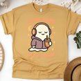 thumbnail image 1 of Dead Tired But Still Vibin’ Shirt | Funny Ghost Graphic Tee | Unisex Casual T-Shirt, Gold, Size L, 1 of 6