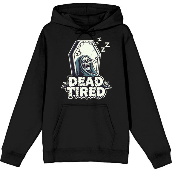 Dead Tired Halloween Zombie Adult Black Long Sleeve Hoodie-XL