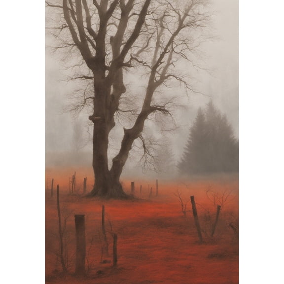 Dead Tree in The Fog Photograph - 12" x 18" Art Print Wall Decor