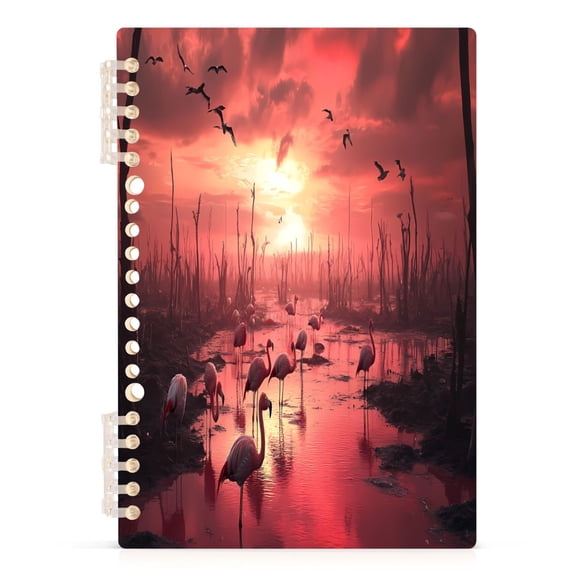 Dead Trees and Flamingos Notebooks 1-subject Journal 60 Sheets A5 College Ruled Paper Detachable Ring 8.3"x5.7"