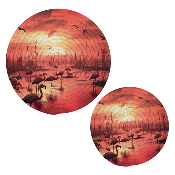 Dead Trees and Flamingos Pot Holders Trivets Set of 2 Cotton Hot Pads Mats for Hot Dishes Pots Pans Kitchen Cooking 7" 9.5"
