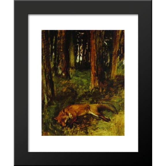 Dead fox lying in the Undergrowth 20x24 Framed Art Print by Edgar Degas